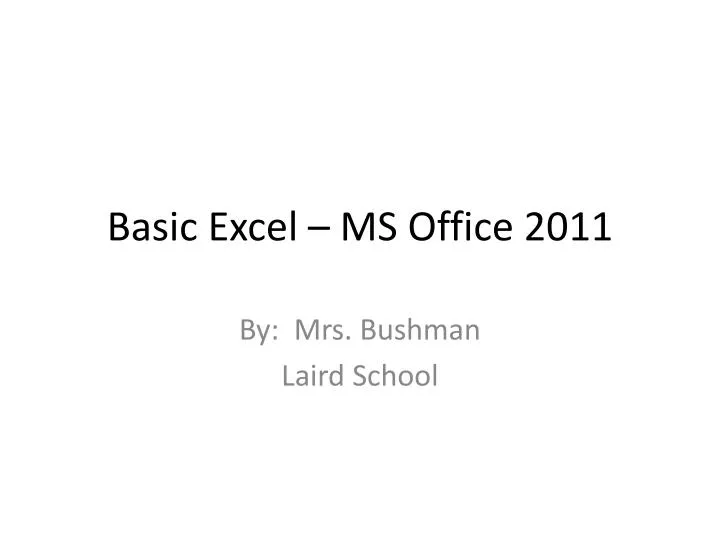 basic excel ms office 2011