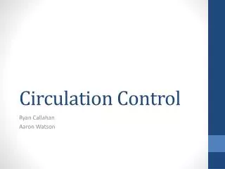 Circulation Control