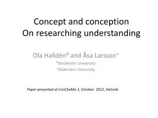 Concept and conception On researching understanding