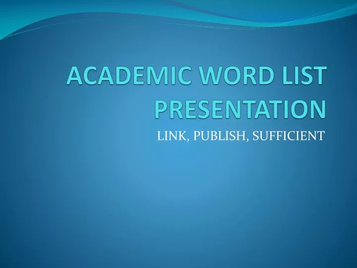 academic word list presentation