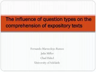 The influence of question types on the comprehension of expository texts
