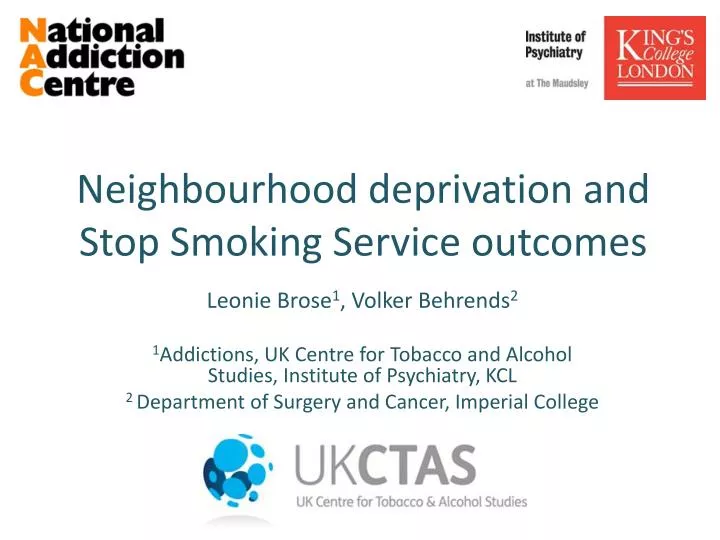 neighbourhood deprivation and stop smoking service outcomes