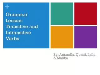 Grammar Lesson: Transitive and Intransitive Verbs