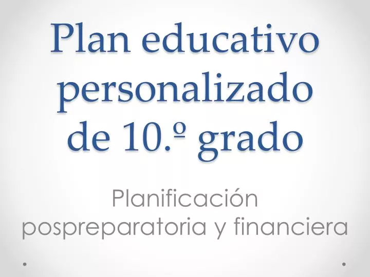 plan educativo personalizado de 10 grado