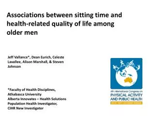 Associations between sitting time and health-related quality of life among older men