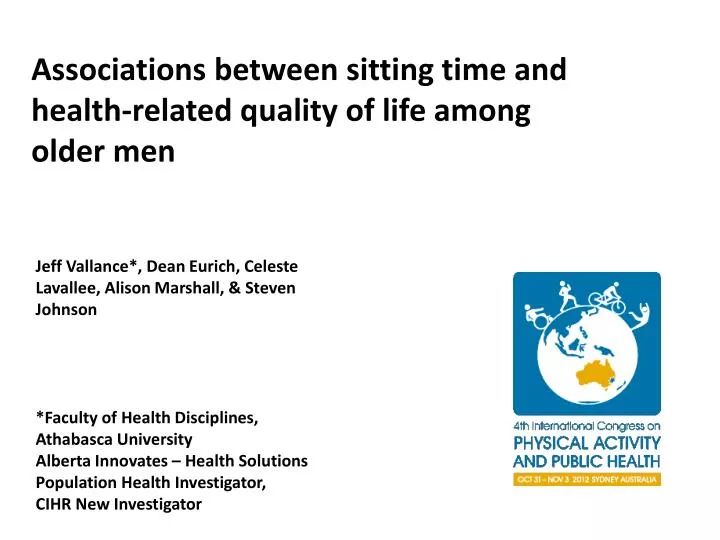 associations between sitting time and health related quality of life among older men