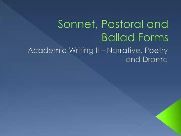 sonnet pastoral and ballad forms