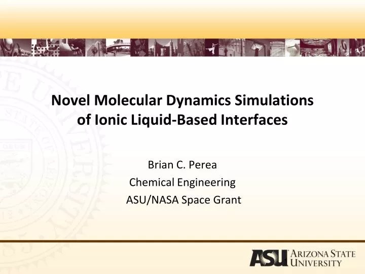 novel molecular dynamics simulations of ionic liquid based interfaces