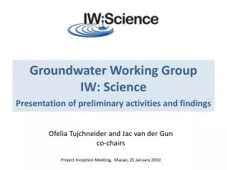 Groundwater Working Group IW: Science