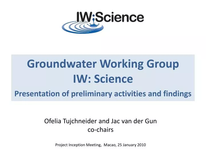 groundwater working group iw science