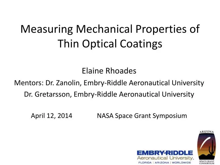 measuring mechanical properties of thin optical coatings