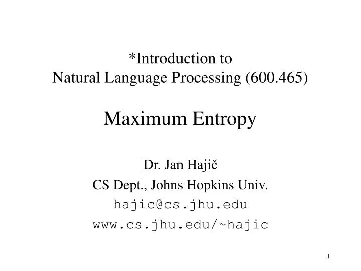 introduction to natural language processing 600 465 maximum entropy