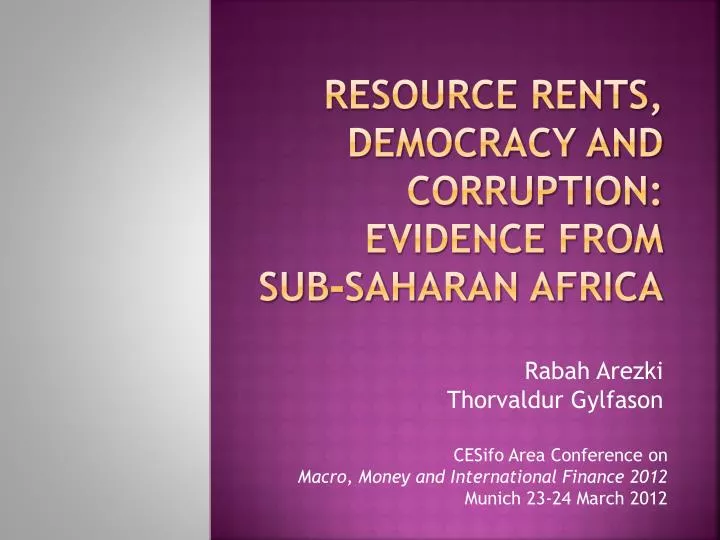 resource rents democracy and corruption evidence from sub saharan africa