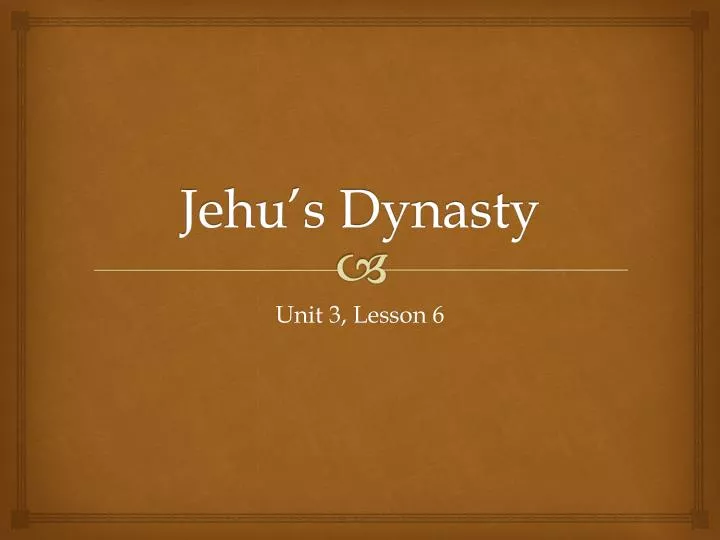 jehu s dynasty