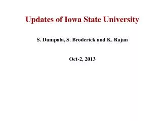 Updates of Iowa State University