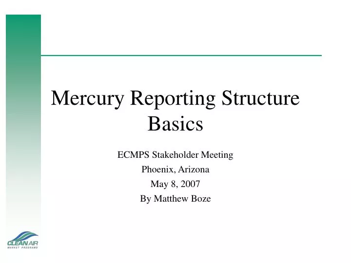 mercury reporting structure basics