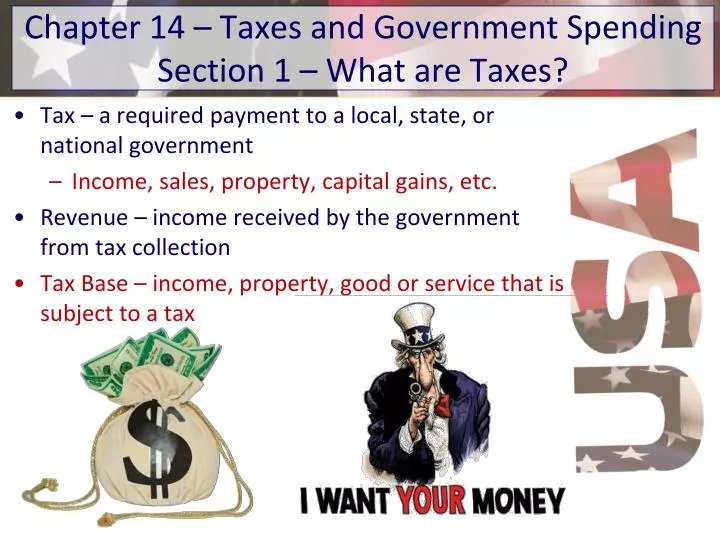 chapter 14 taxes and government spending section 1 what are taxes
