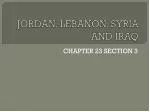 JORDAN, LEBANON, SYRIA AND IRAQ