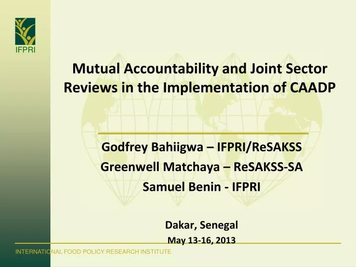 mutual accountability and joint sector reviews in the implementation of caadp