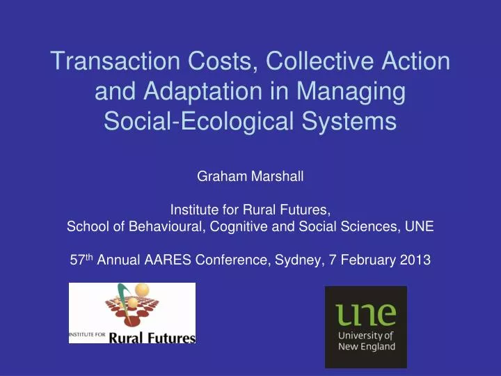 transaction costs collective action and adaptation in managing social ecological systems