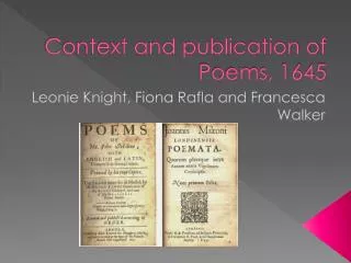 Context and publication of Poems, 1645