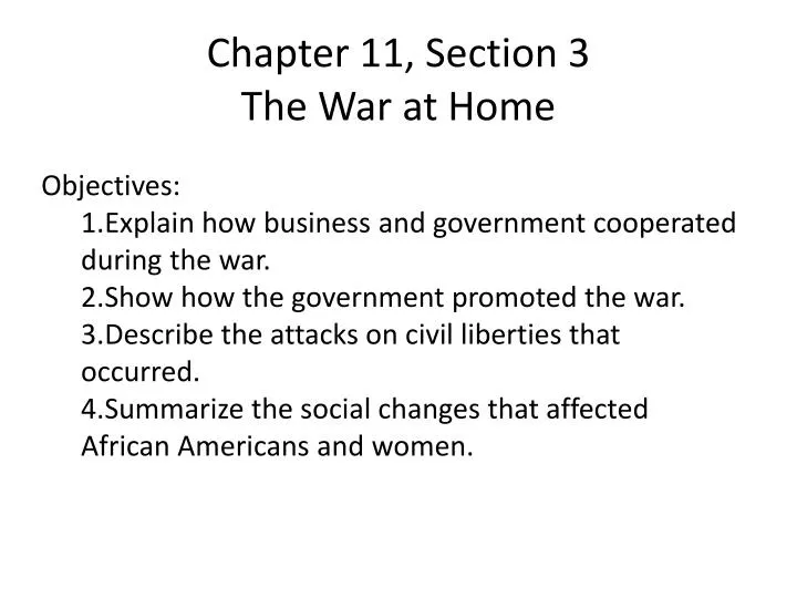 chapter 11 section 3 the war at home