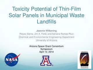 Toxicity Potential of Thin-Film Solar Panels in Municipal Waste Landfills