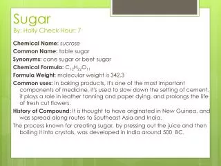 Sugar By: Holly Check Hour: 7