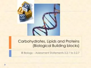 Carbohydrates, Lipids and Proteins (Biological Building blocks)