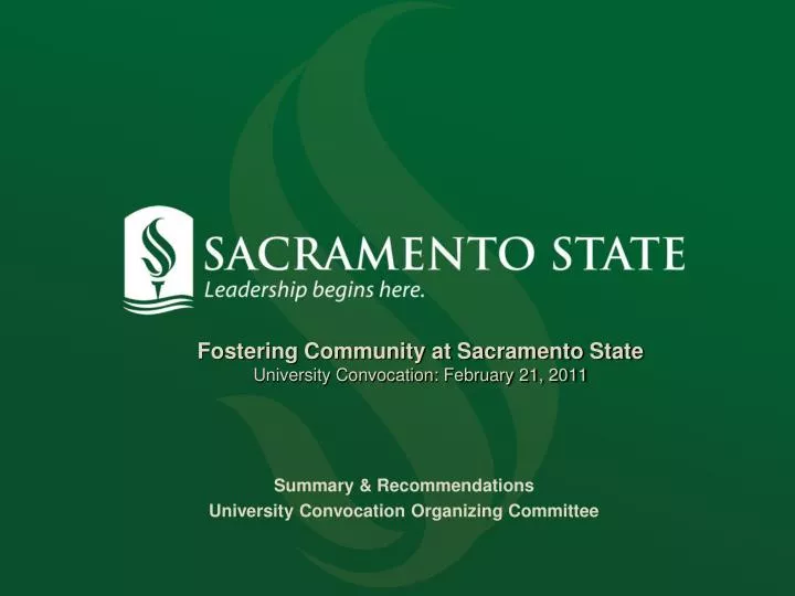 fostering community at sacramento state university convocation february 21 2011