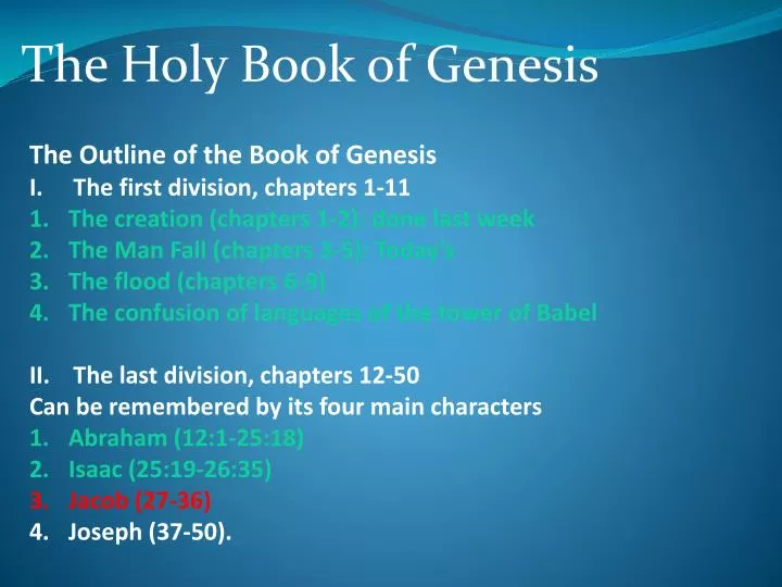 the holy book of genesis