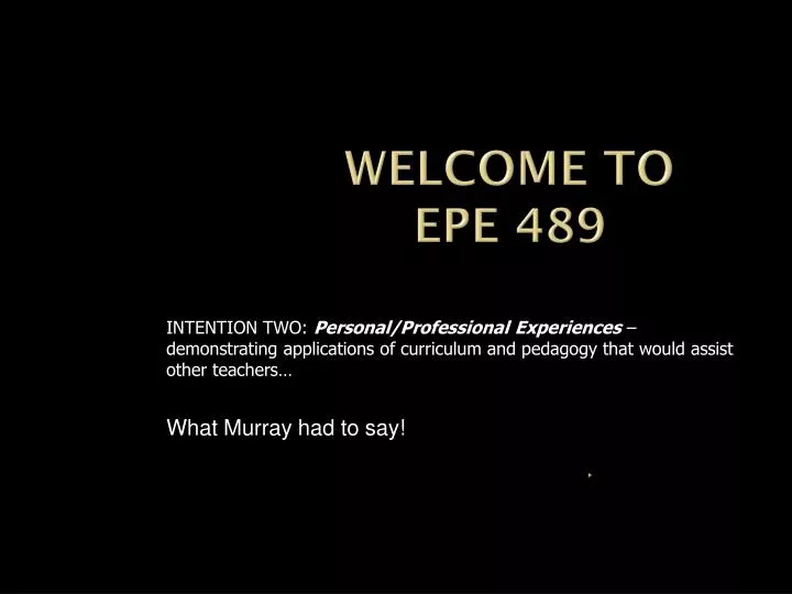 welcome to epe 489
