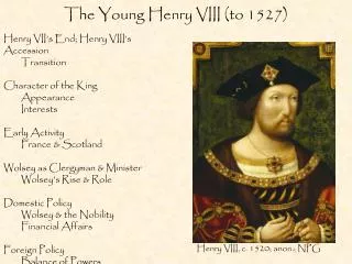 The Young Henry VIII (to 1527)