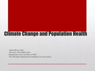 Climate Change and Population Health