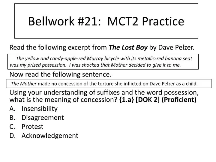 bellwork 21 mct2 practice