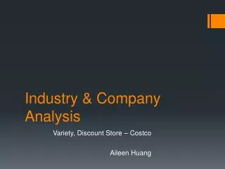 Industry &amp; Company Analysis