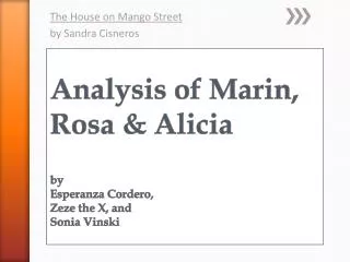 Analysis of Marin, Rosa &amp; Alicia by Esperanza Cordero, Zeze the X, and Sonia Vinski