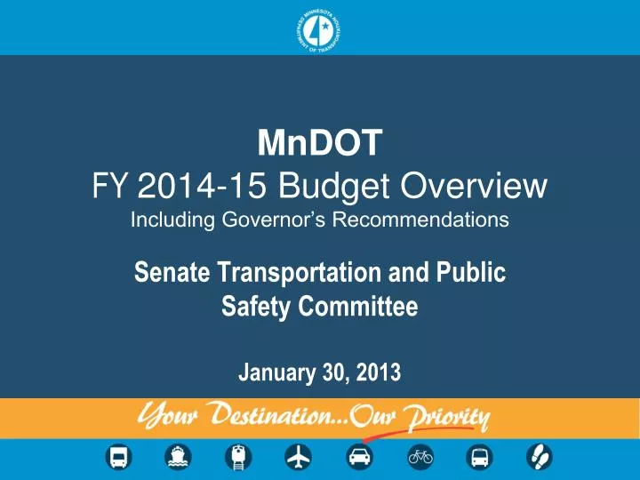 mndot fy 2014 15 budget overview including governor s recommendations