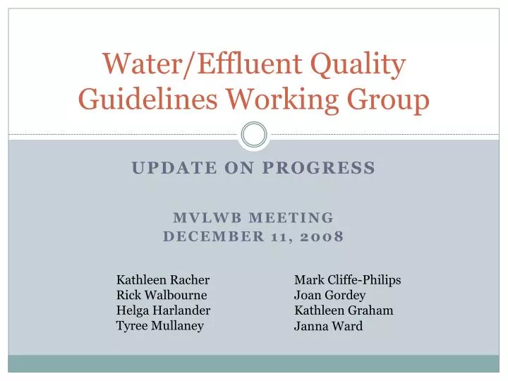 water effluent quality guidelines working group