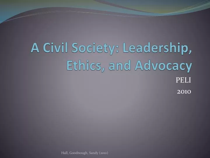 a civil society leadership ethics and advocacy