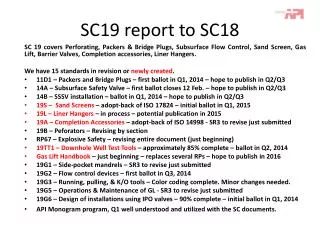 SC19 report to SC18