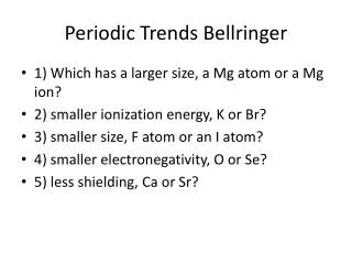 Periodic Trends Bellringer