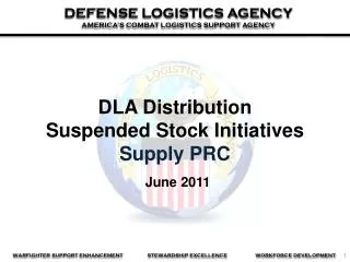 DLA Distribution Suspended Stock Initiatives Supply PRC