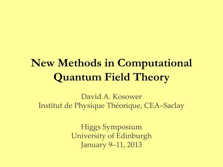 new methods in computational quantum field theory