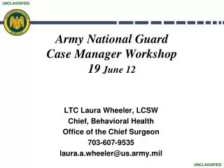 Army National Guard Case Manager Workshop 19 June 12