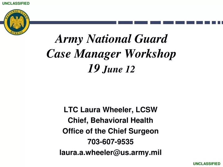 army national guard case manager workshop 19 june 12