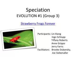 Speciation EVOLUTION #1 (Group 3)