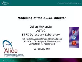 Modelling of the ALICE Injector