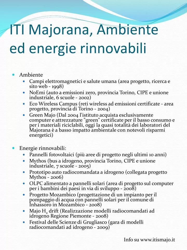 iti majorana ambiente ed energie rinnovabili