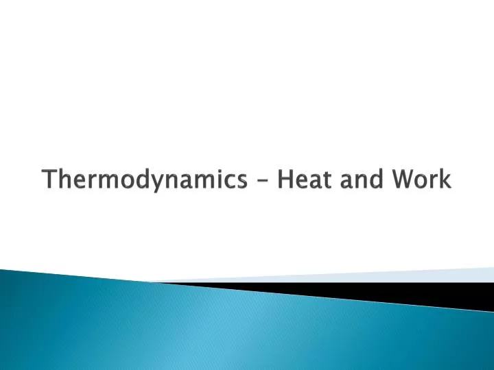 thermodynamics heat and work
